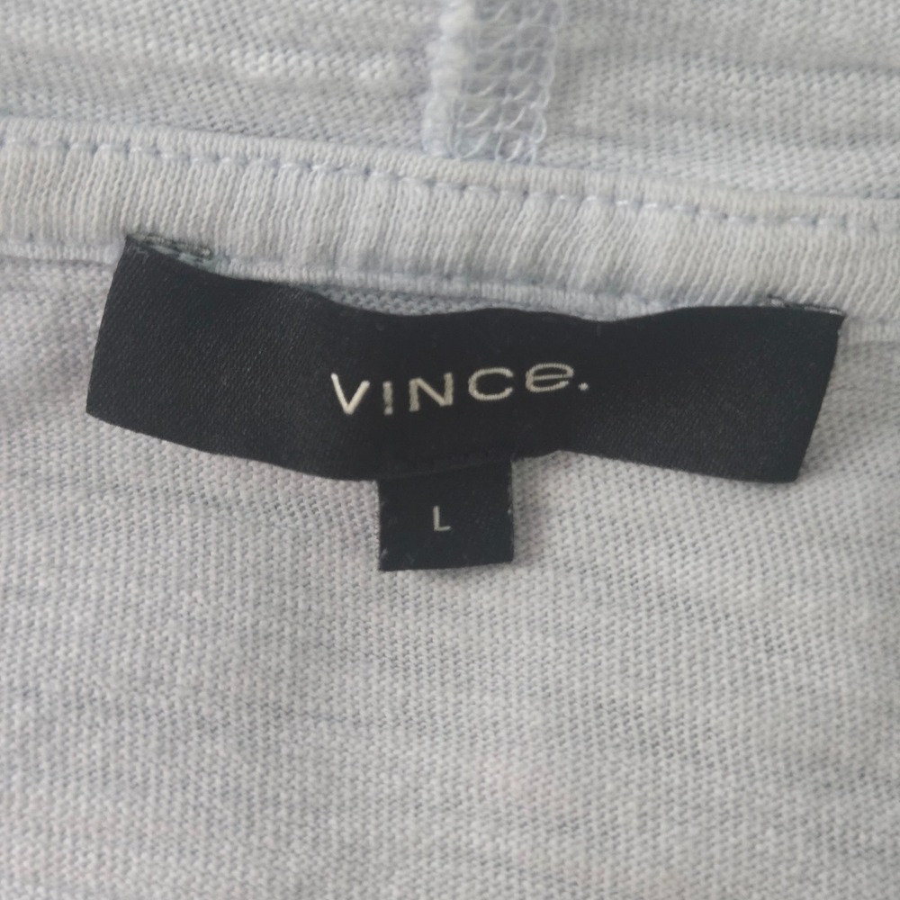 Vince Mens Light Blue 100% Cotton Slub Jersey Long Sleeve Pullover Hoodie L - Picture 3 of 12